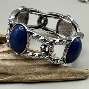 Chic Elegant Silver and Blue Bracelet-Statement Piece
